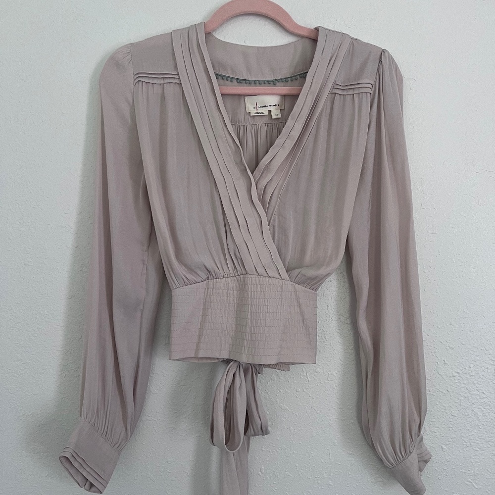 White long sleeve Anthropologie blouse